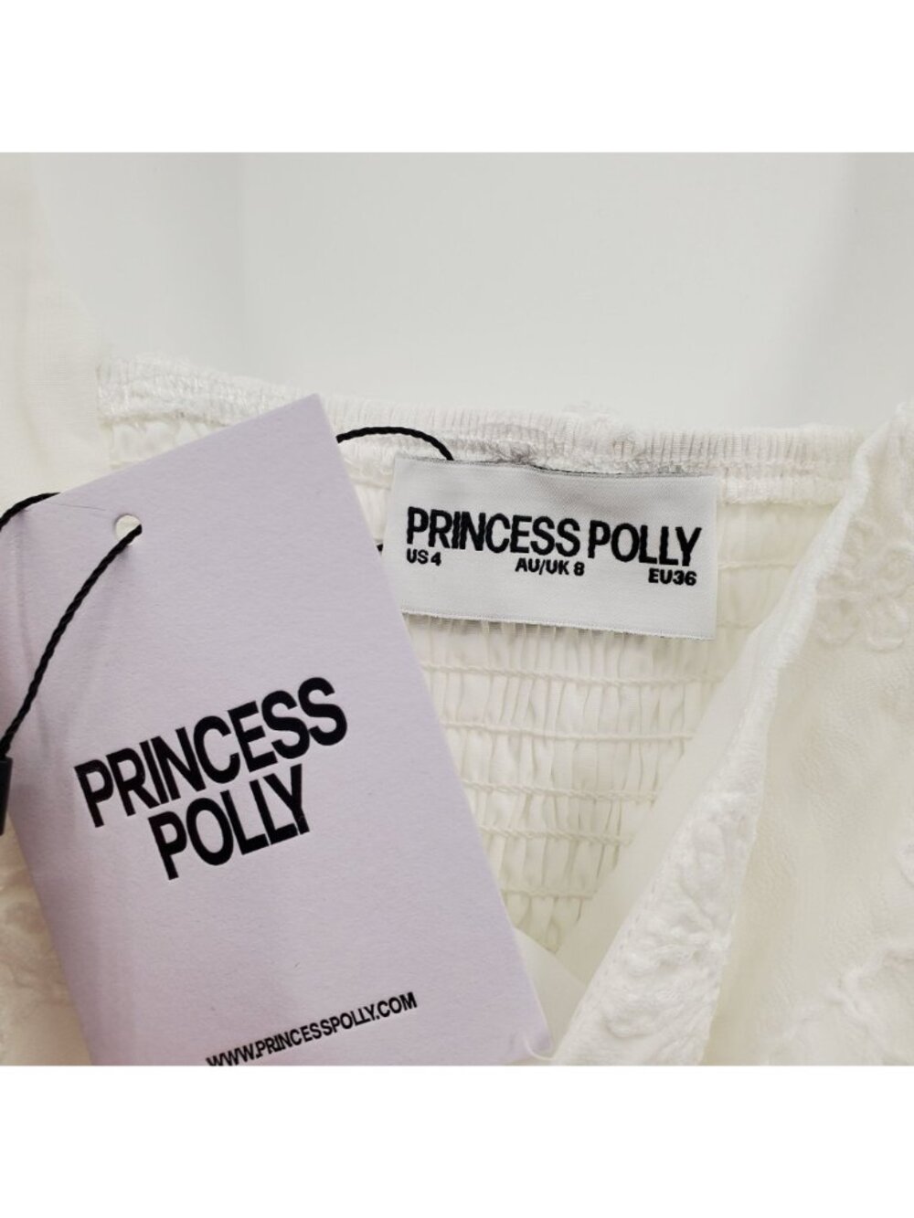 Princess Polly You Can Embroidered Mini Dress Women Size US 4 NWT Square Neck - Picture 9 of 16